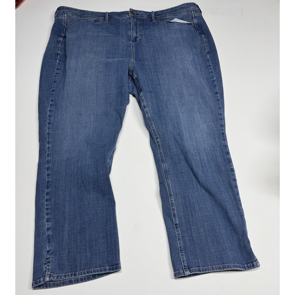 Curves 360 by NYDJ Slim Straight  Cropped Jeans Women's Size 26 Blue Dark Wash